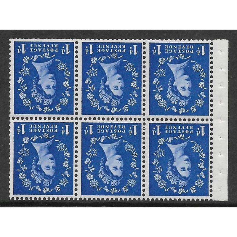 SB20a 1d Wilding Tudor booklet pane perf type I UNMOUNTED MNT MNH