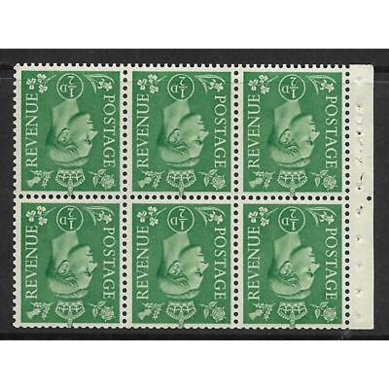 QB4a perf type I (Ie middle) - d Pale Green Booklet pane UNMOUNTED MINT