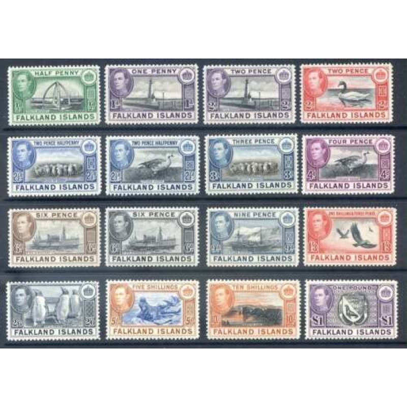 Falkland Islands 1938 set SG146 163 Mounted Mint