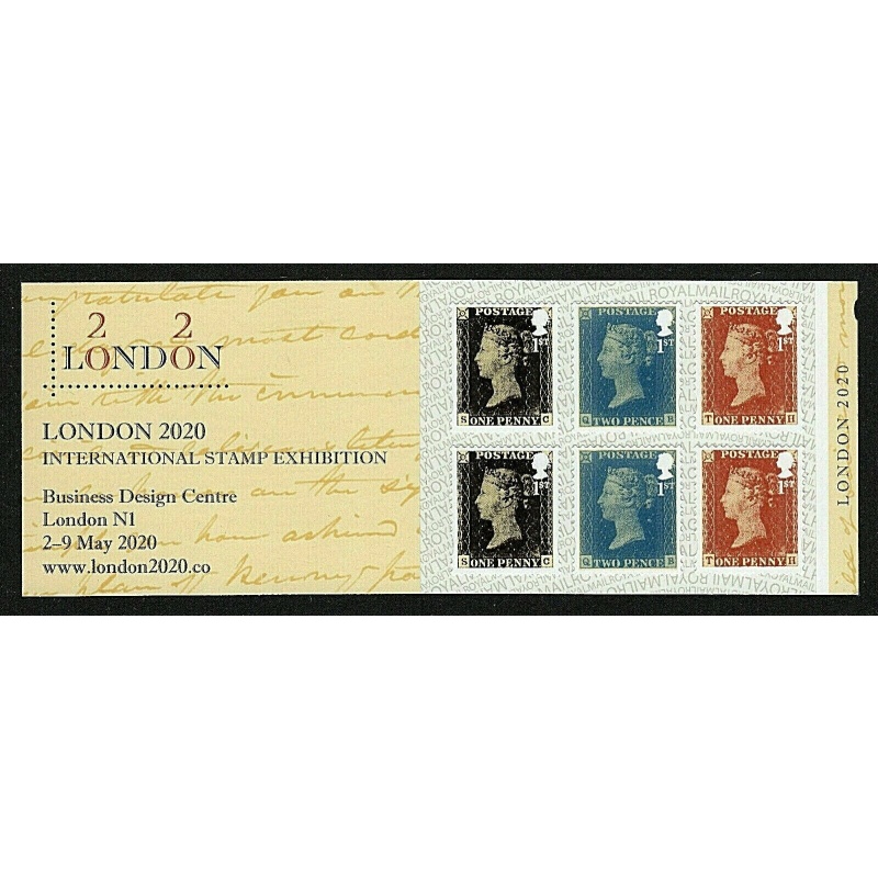 MB21 2020 London 6 x 1st class stamps barcode booklet No Cylinder