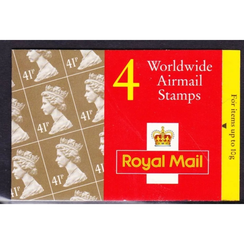 GN3 1993 Worldwide Airmail Booklet 4 x 41p - complete - Cylinder W2W1