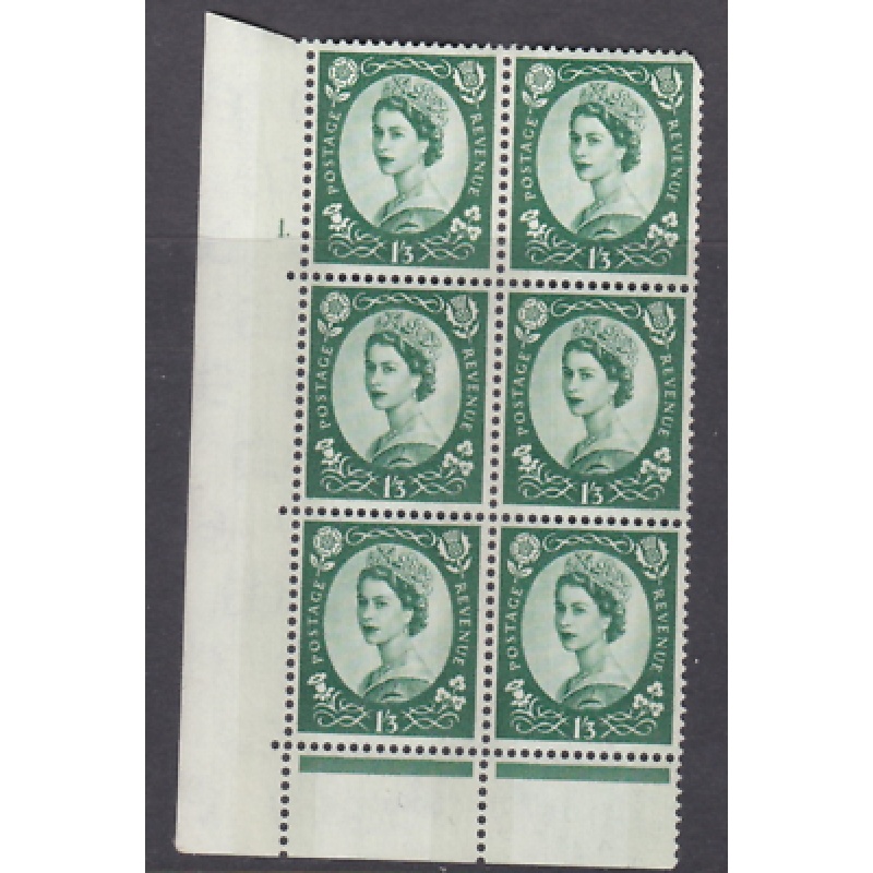 1 3 Wilding Green Phosphor Cyl 1 Dot perf C(E P) UNMOUNTED MINT