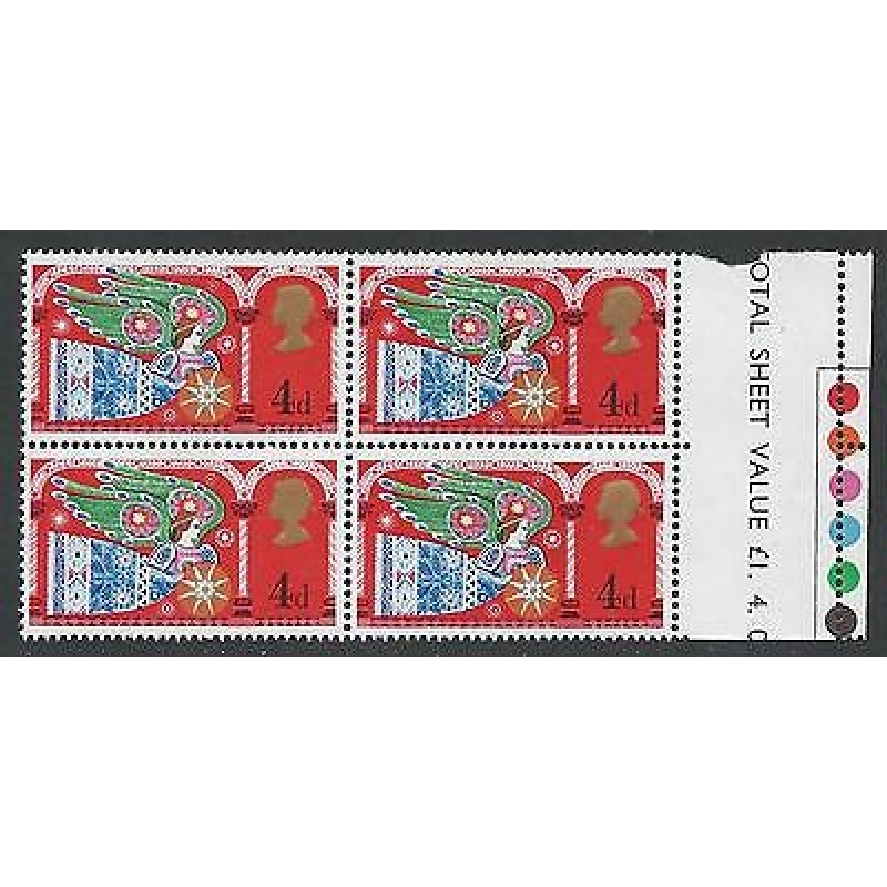 1969 Christmas 4d - Excellent Perf Encroachment - MNH