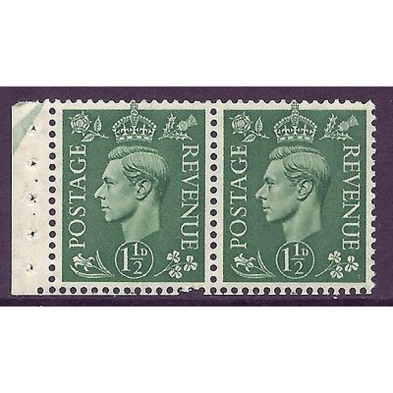 QB28 perf type E -1d Pale Green Booklet pane with Arrow UNMOUNTED MINT MNH