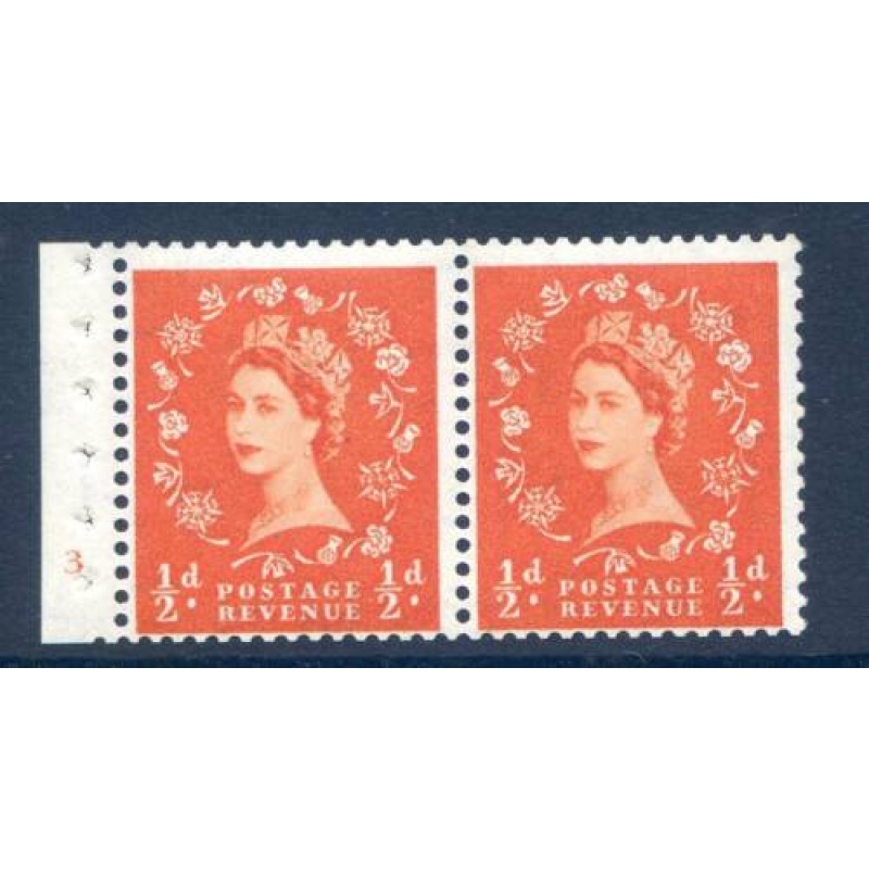 GB 1 2d Orange Red SGSB6 Booklet Pane 2 Cyl 3 No Dot MNH