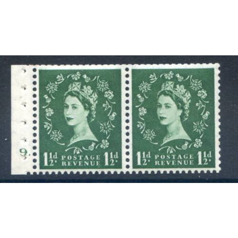 GB 1 1 2d Green SGSB61a Booklet Pane 2 Cyl 9 Dot MNH Daffodil Flaw