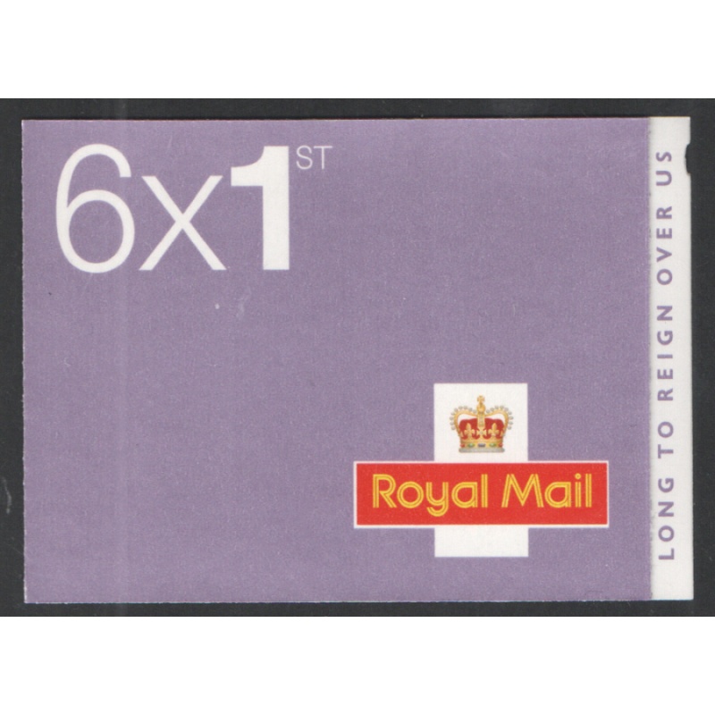 MB14 2015 Long to reign over us 6 x 1st stamps barcode booklet - No Cylinder