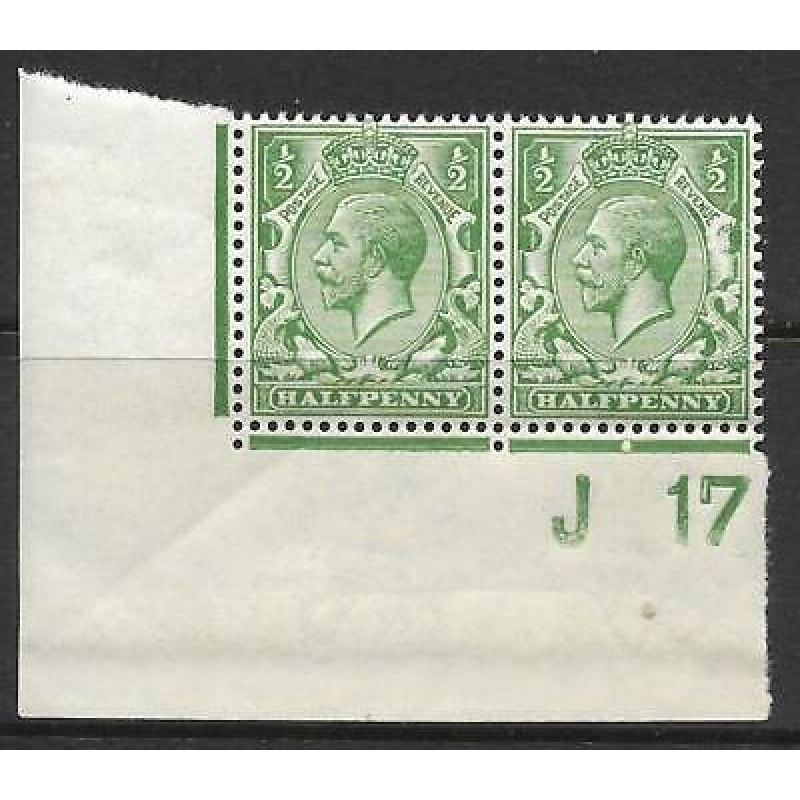 N14(3) d Pale Green Control J17 Imperf pair UNMOUNTED MINT