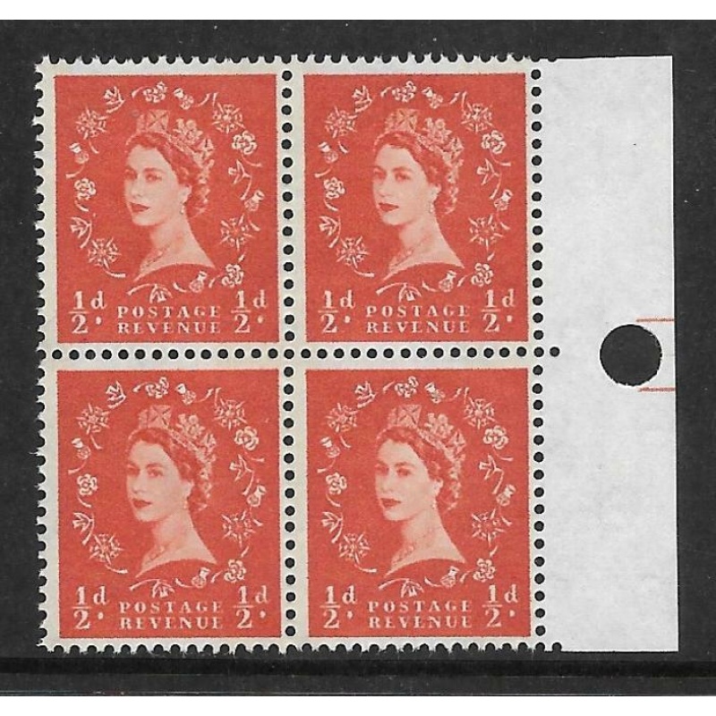 Sg S12a d Wilding Phos 1 x6mm Narrow Band right block of 4 UNMOUNTED MINT