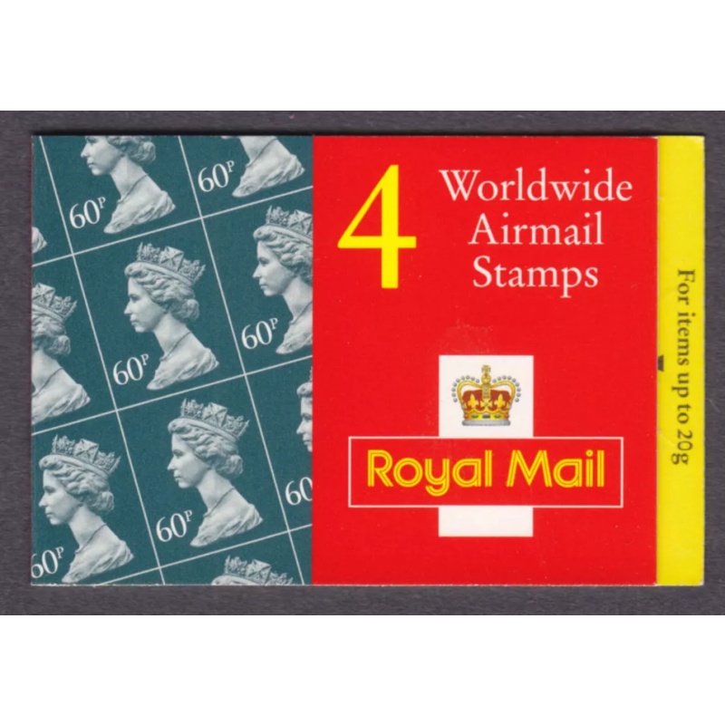 1994 GQ3 Barcode Booklet 4 x 60p Worldwide Airmail stamps - Cylinder W1W1