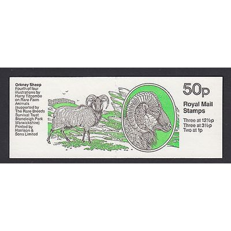 FB26 Apr 1983 Orkney Sheep (4th Farm Animals) 50p Folded Booklet - good perfs