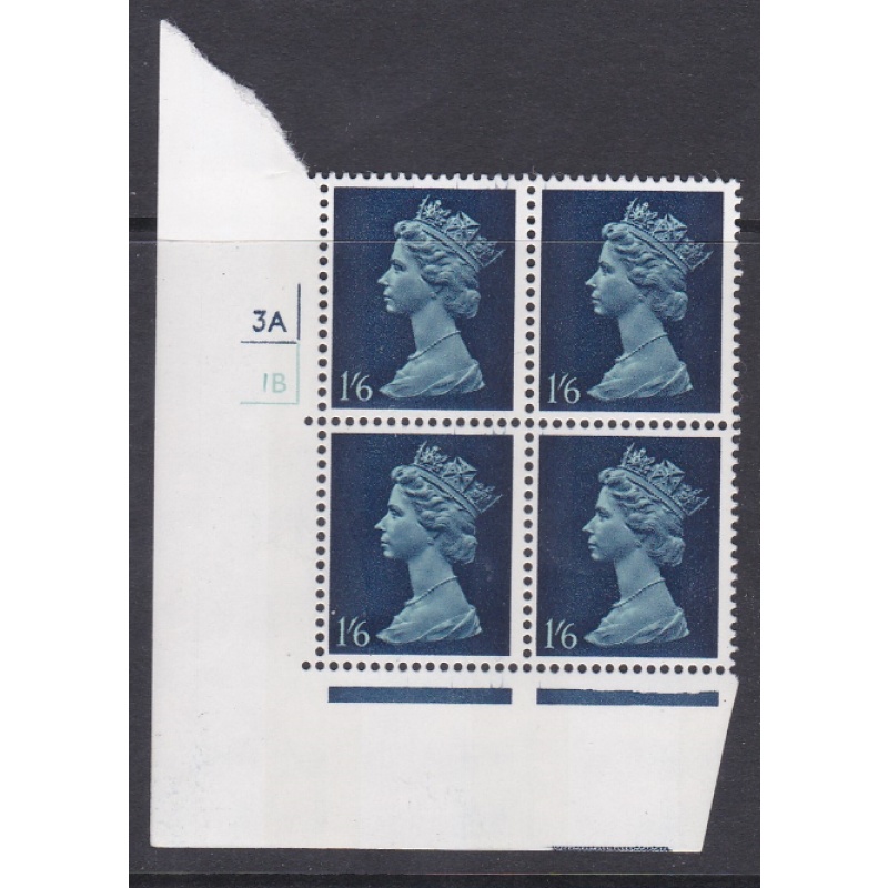 1 6 Pre-decimal Machin Block Of 4 Indigo 2B head B perf A Cyl 3A1B No dot