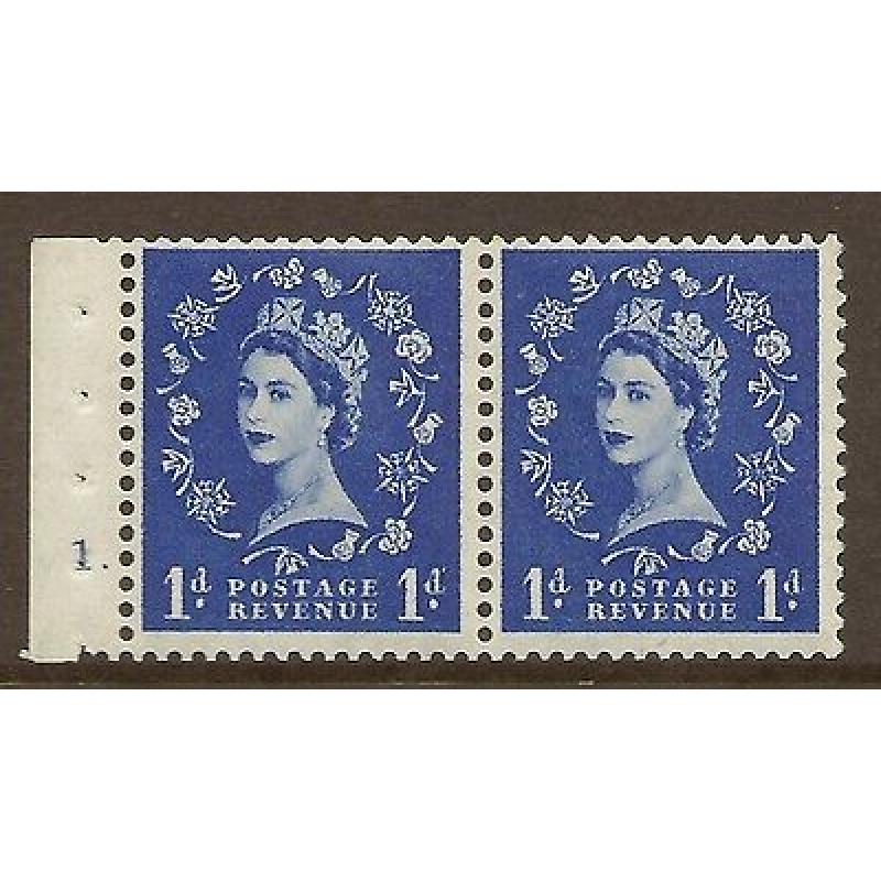 SB28 1d Wilding booklet pane perf type E cyl 1 Dot UNMOUNTED MNT MNH