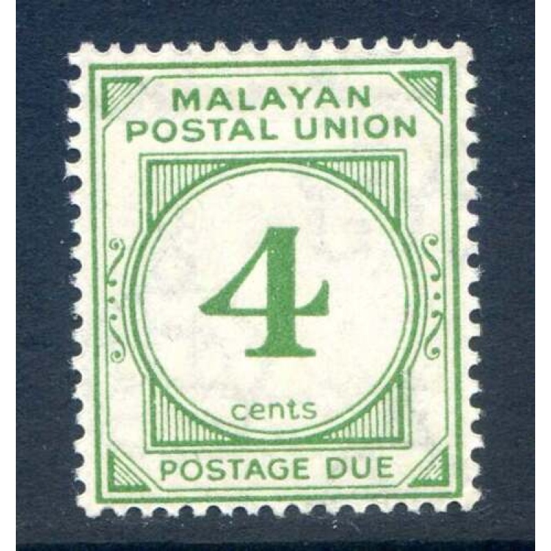 Malayan Postal Union 4c Green Postage Due SGD2 Mounted Mint