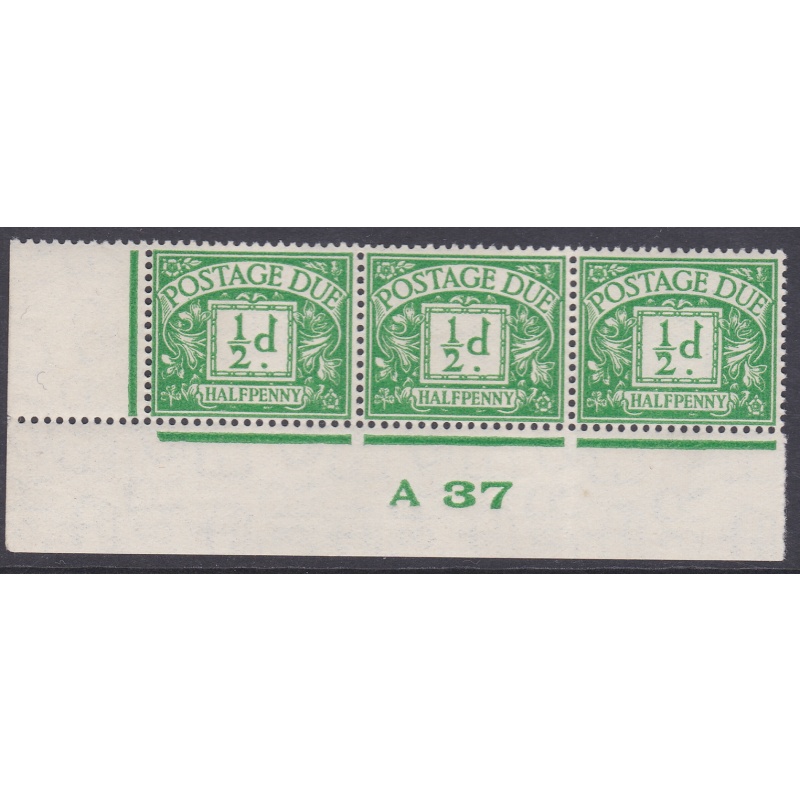 D19 d Edward VIII Postage due Control strip of 3 A 37  UNMOUNTED MINT