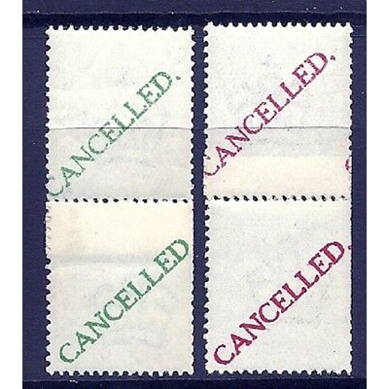 d  1d Downey Head Coil trials overprinted CANCELLED UNMOUNTED MINT MNH