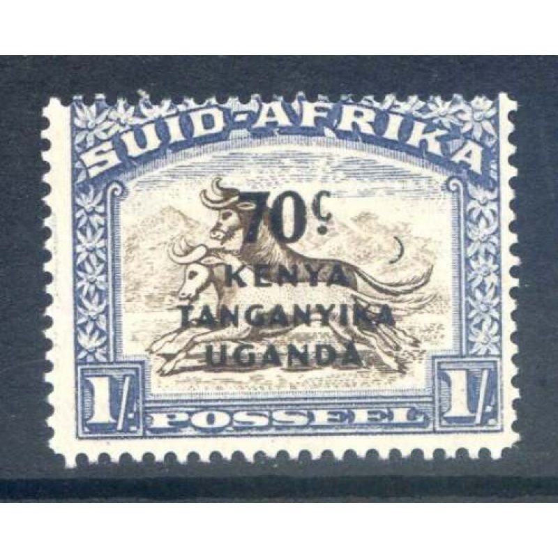 Kenya Uganda  Tanganyika 70c on 1s Brown  Chalky Blue SG154a Mounted