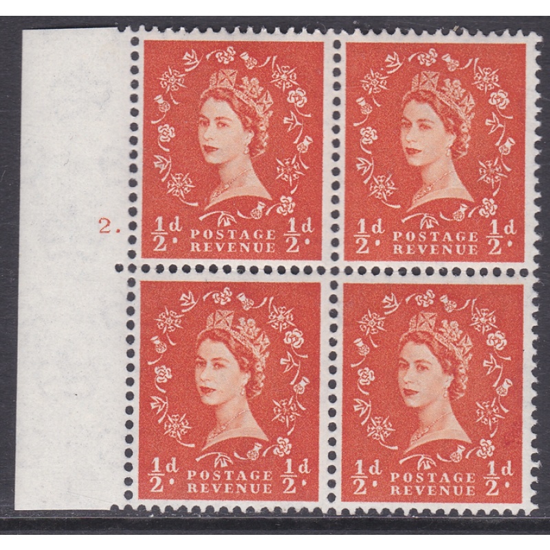 S4h Wilding Multi Crown on Cream Cyl 2 Dot w var Block of 4 UNMOUNTED MINT