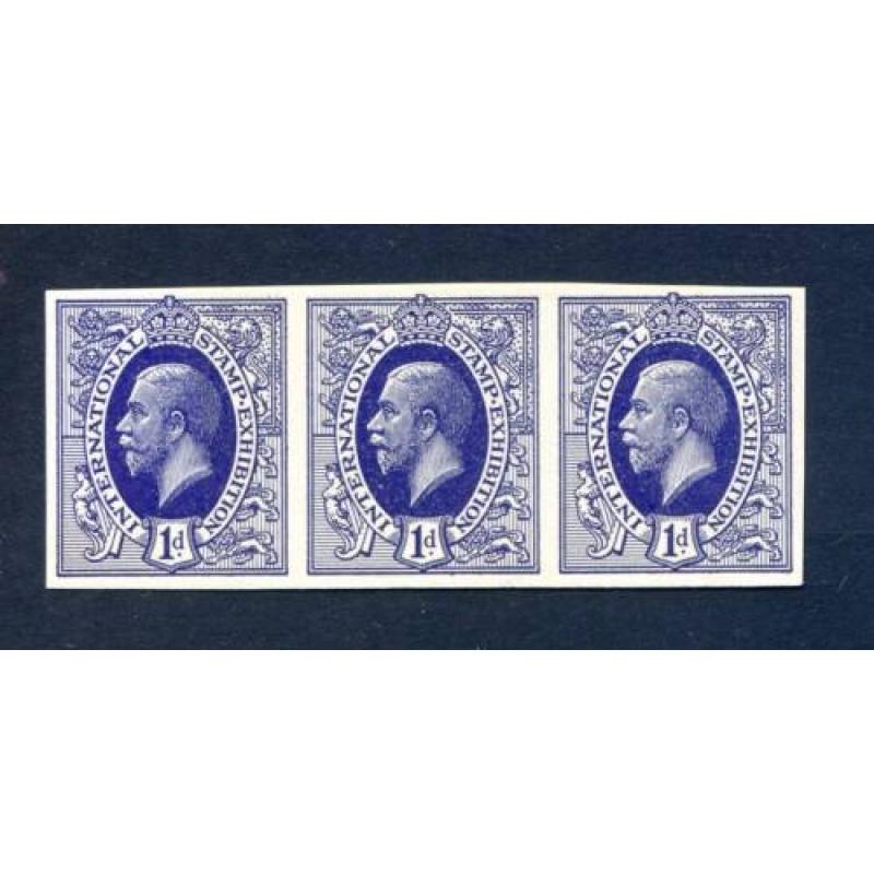 KGV 1d Blue International Stamp Exhibition Unmounted Mint Strip 3