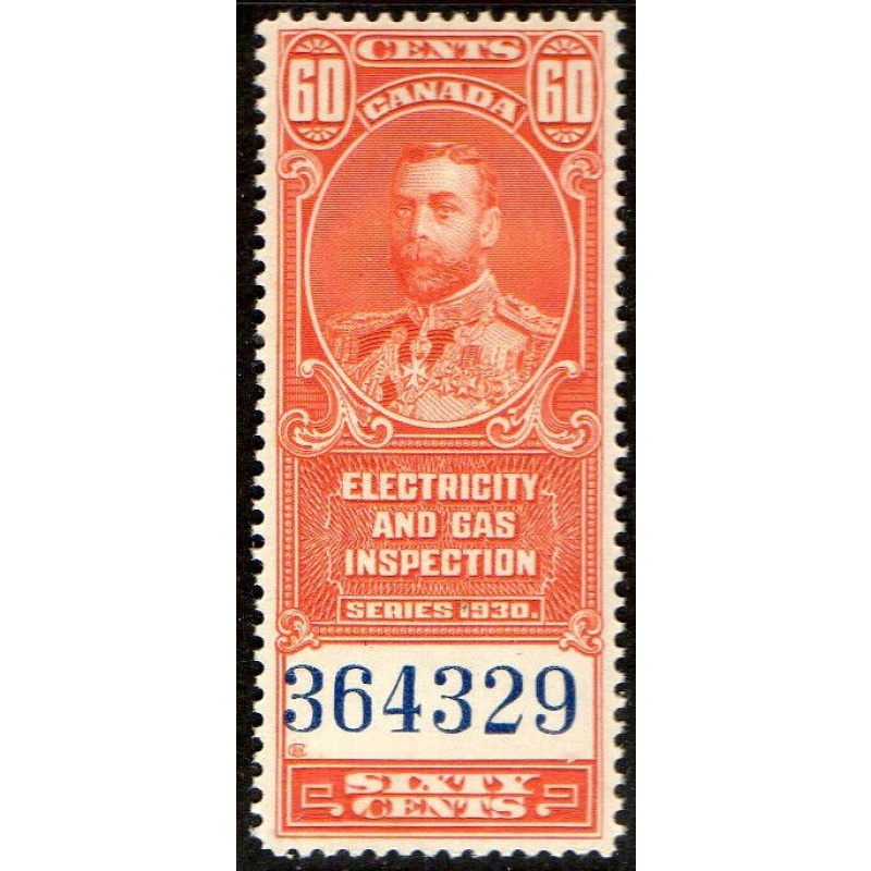 Canada Revenue 60c Electric  Gas Inspection series 1930 MNH