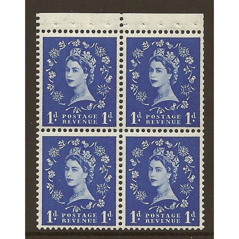 SB21 1d Wilding Tudor booklet pane perf type P UNMOUNTED MNT MNH