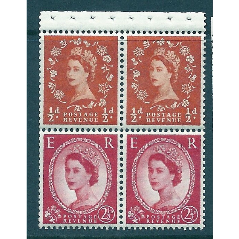 SB13 Wilding booklet pane crowns on white perf AP UNMOUNTED MNT MNH