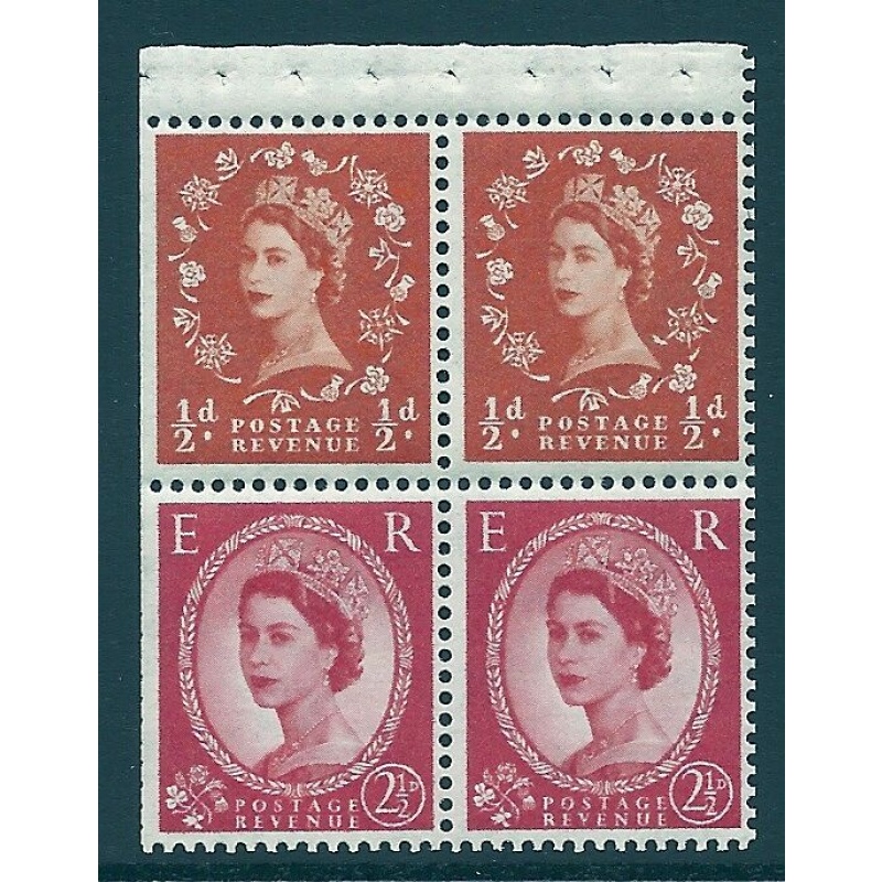 SB13a Wilding booklet pane crowns on white perf AP with variety UNMOUNTED MNT