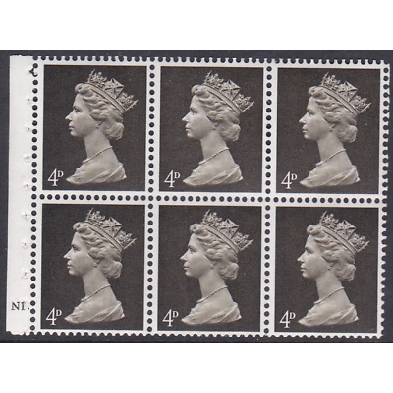 UB11 4d Pre-decimal Machin Booklet Pane Cyl N1 Dot UNMOUNTED MINT