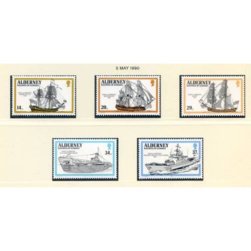 Alderney 1990 Ships Set SGA42 46 Unmounted Mint