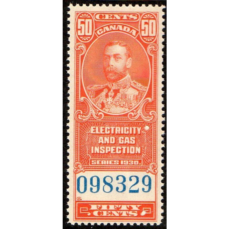 Canada Revenue 50c Electric  Gas Inspection series 1930 MNH