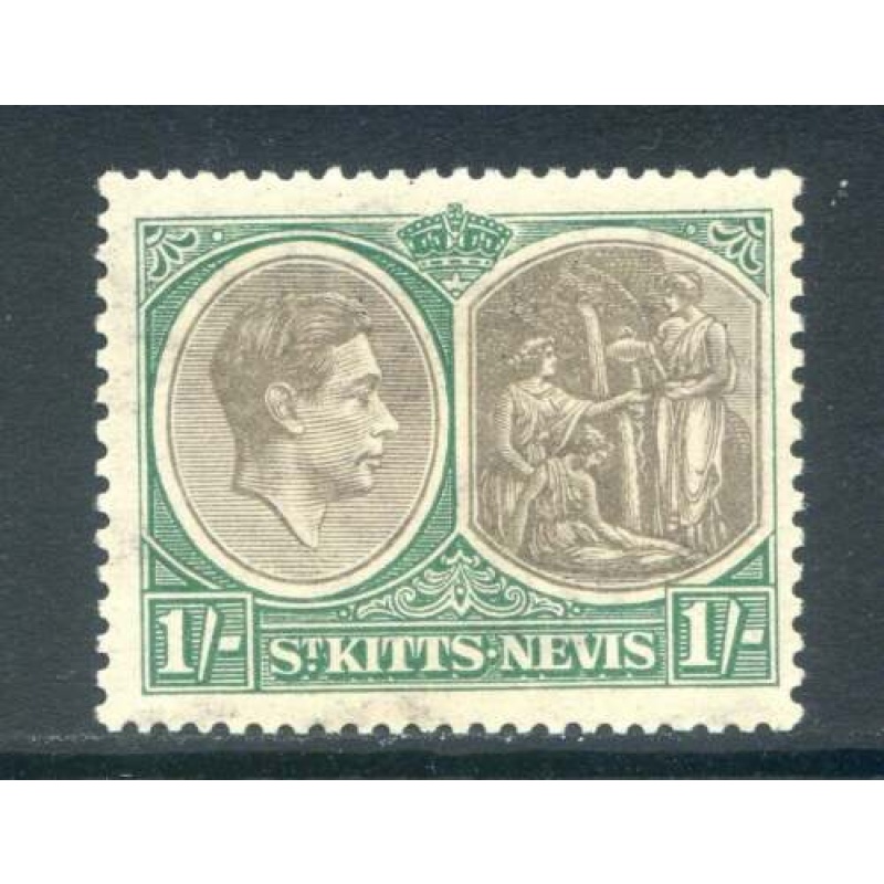 St Kitts  Nevis 1 - Black  Green SG75 Mounted Mint