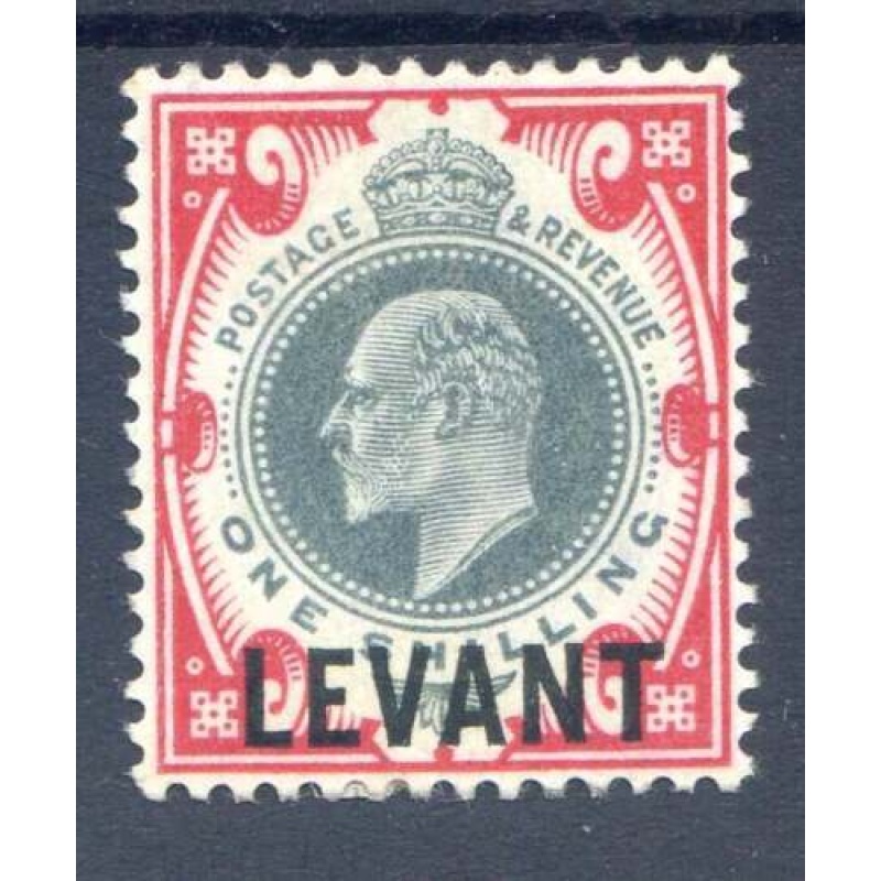 British Levant 1 - Dull Green  Carmine SGL10 Mounted Mint