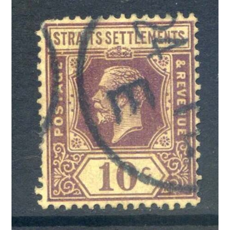 Malaysia (Straights Settlements) 10c Purple Pale Yellow SG231 Used