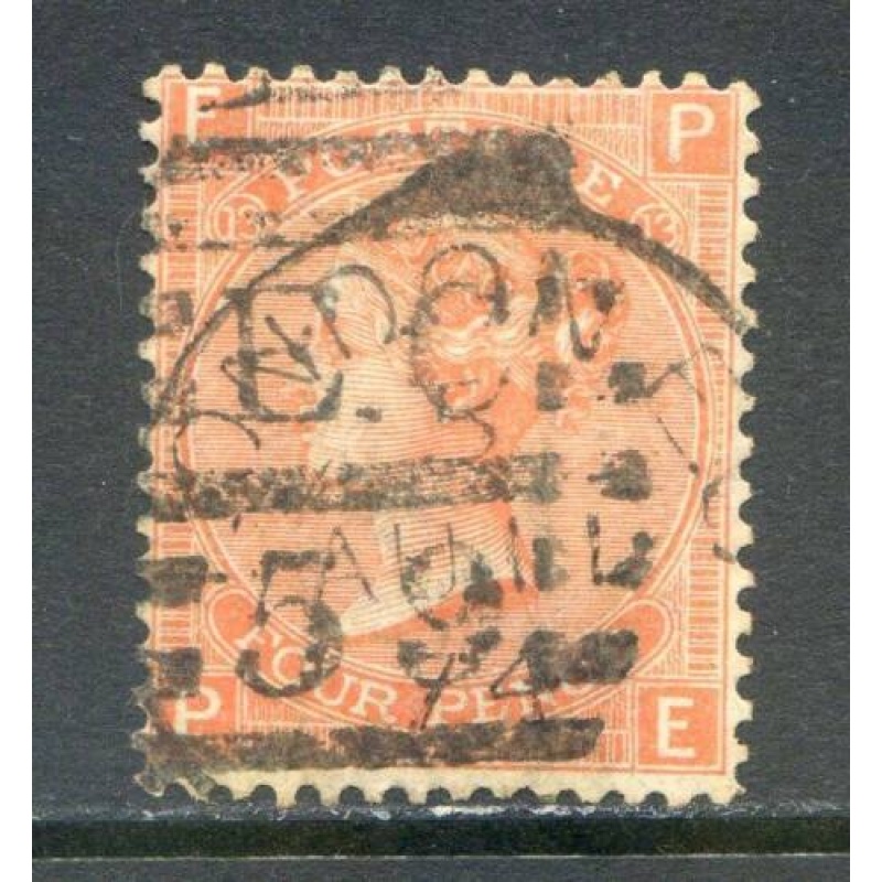 GB 4d Vermillion SG94 Plate 13 Fine Used