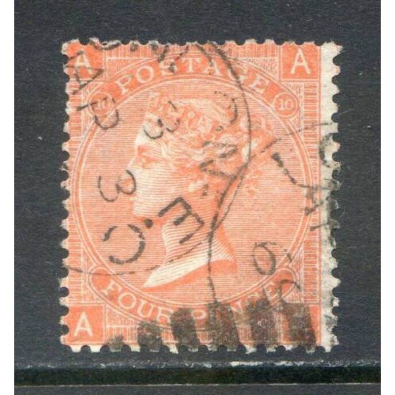 GB 4d Vermillion SG94 Plate 10 Fine Used