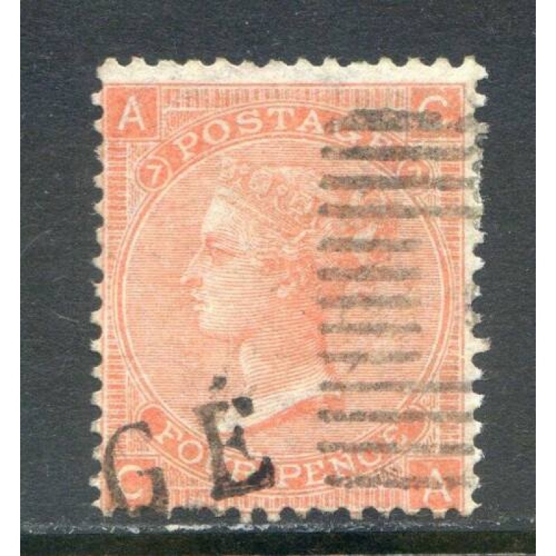 GB 4d Vermillion SG94 Plate 7 Fine Used