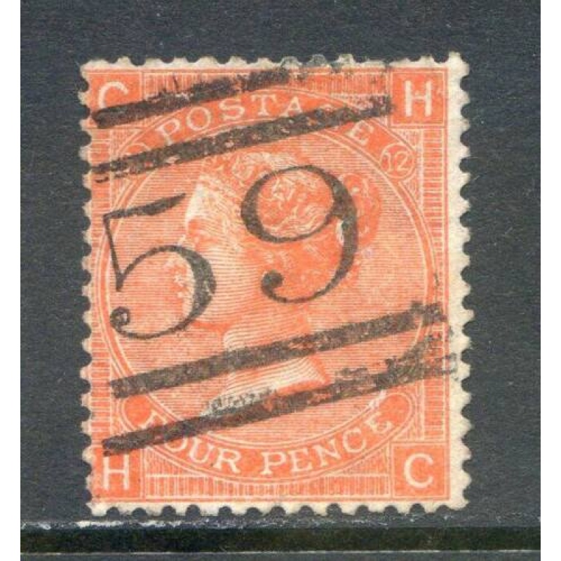 GB 4d Vermillion SG94 Plate 12 Fine Used