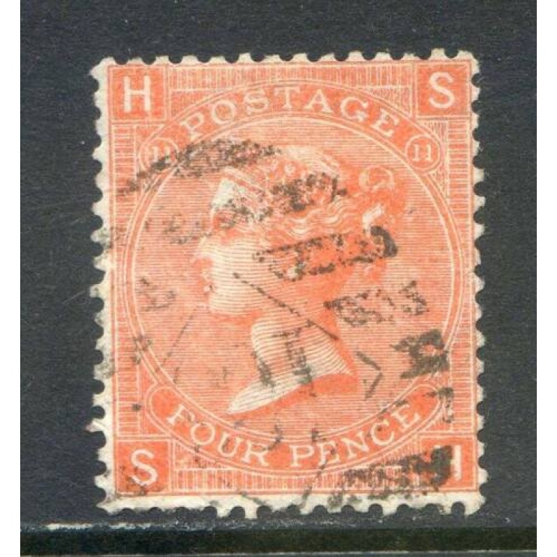 GB 4d Vermillion SG94 Plate 12 Fine Used