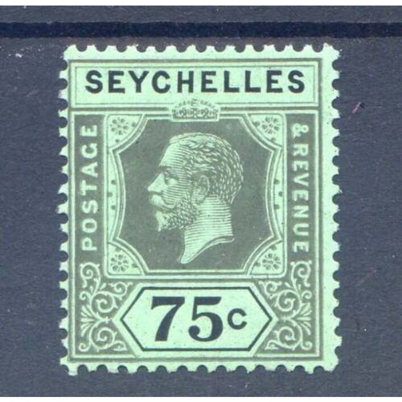 Seychelles 75c Black Emerald SG118 Mounted Mint