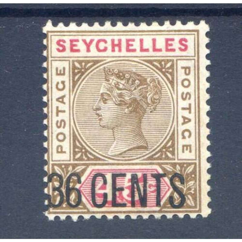 Seychelles 36c on 45c  Brown  Carmine SG27 Mounted Mint