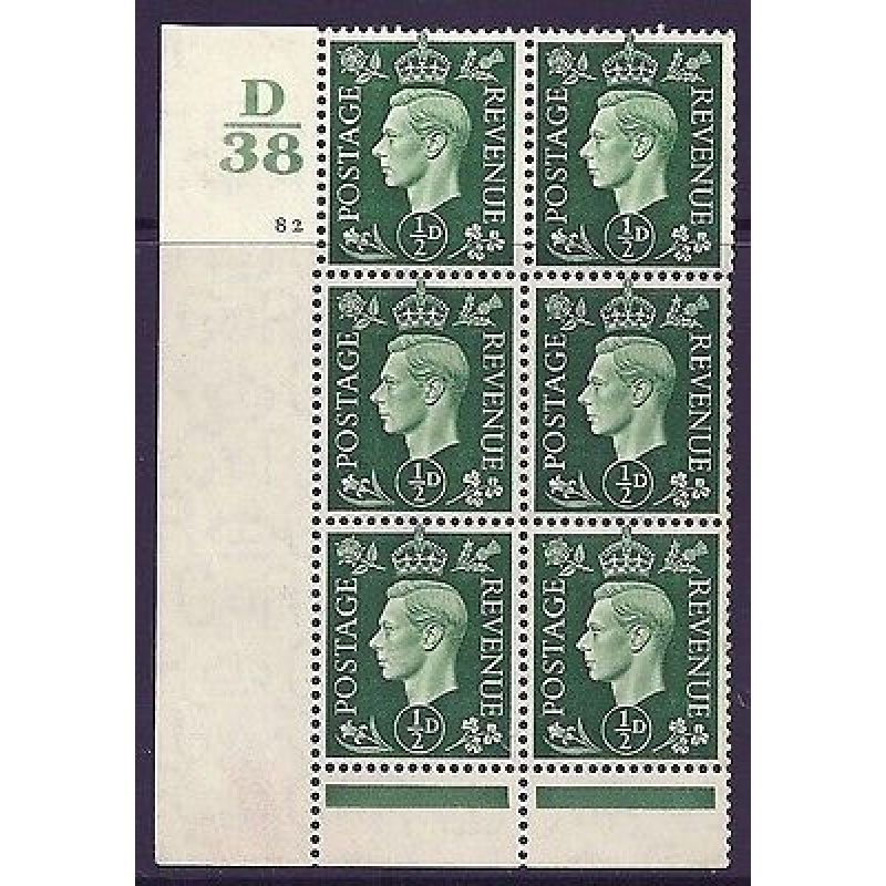 1937 d Green Dark colours D38 82 No Dot Perf 6(I P) block 6 UNMOUNTED MINT MNH