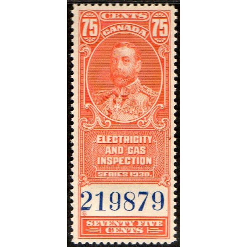 Canada Revenue 75c Electric  Gas Inspection series 1930 MNH