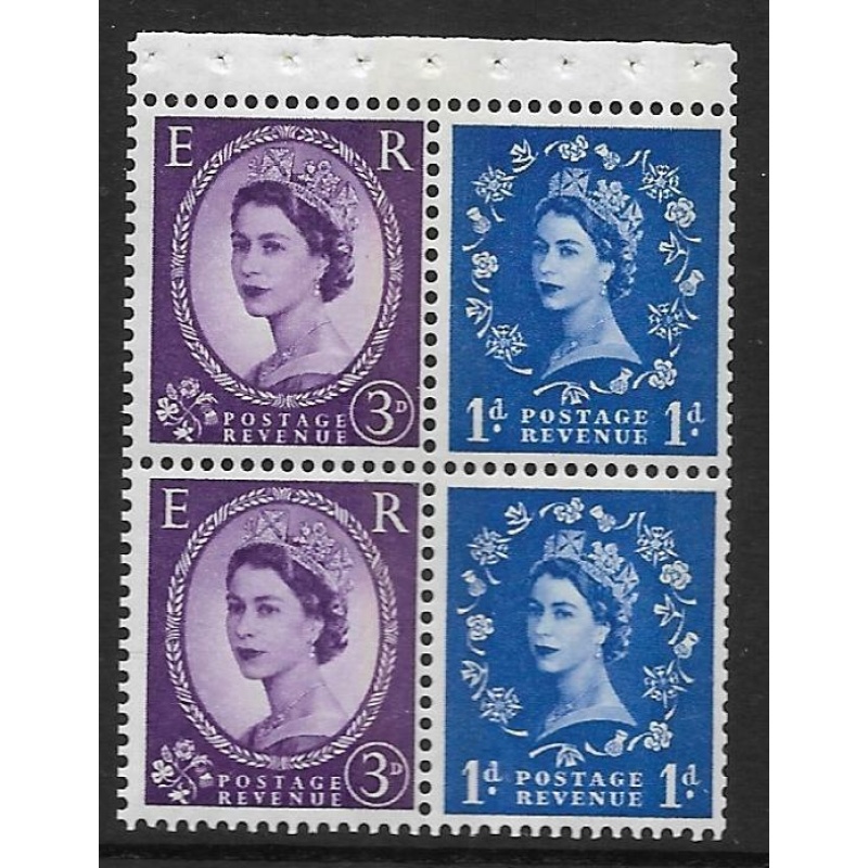 SB46 Wilding booklet pane Blue phos Left perf type AP UNMOUNTED MNT