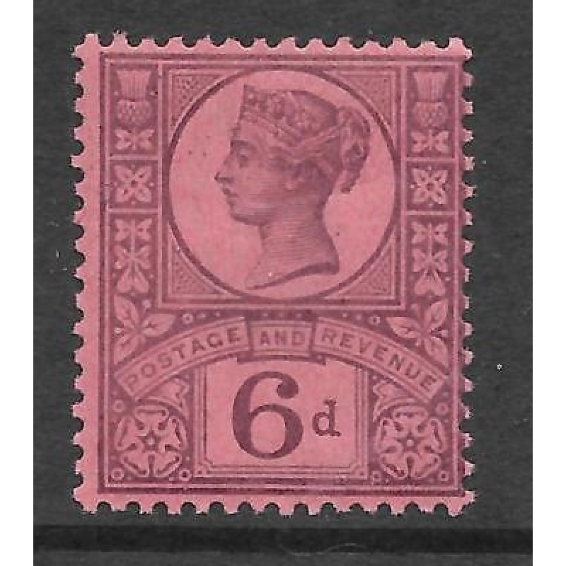 Sg 208 K37(1) 6d Purple on Rose Red Paper Jubilee UNMOUNTED MINT