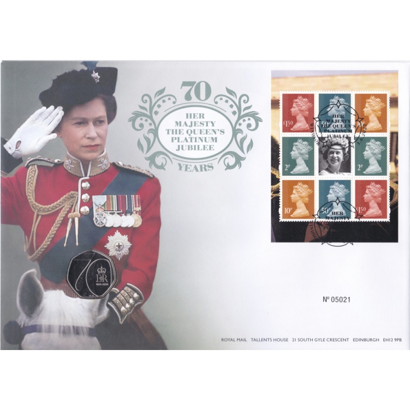 2022 50p  platinum jubilee coin cover  UNMOUNTED MINT