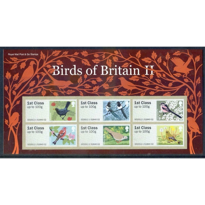 2011 Birds of Britain II (2) Royal Mail post  Go PG UNMOUNTED MINT