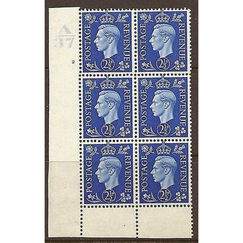 2d Blue Dark colours A37 2 No Dot perf 6(I P) With variety UNMOUNTED MINT