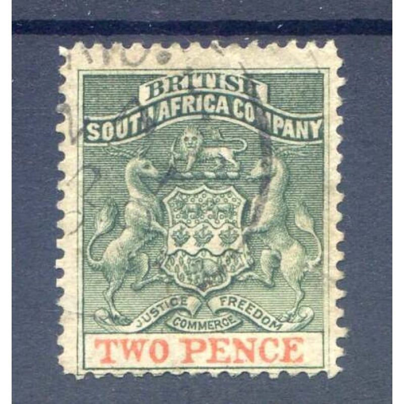 Rhodesia 2d Deep Dull Green  Vermillion SG20 Fine Used