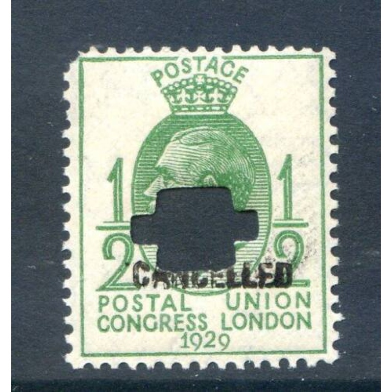 KGV 1 2d Green PUC SG434U Punched and Cancelled Unmounted Mint