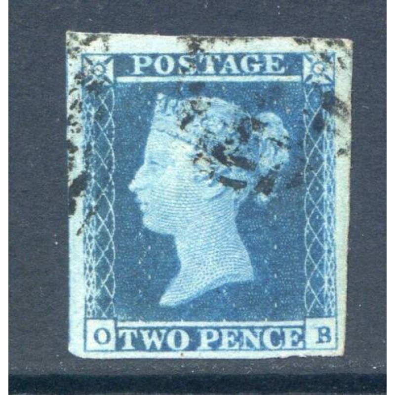 QV 1841 2d Blue (OB) 4 Margin Fine Used Clear Profile Large Margins